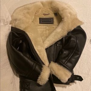 Tommy Hilfiger leather faux fur jacket size S